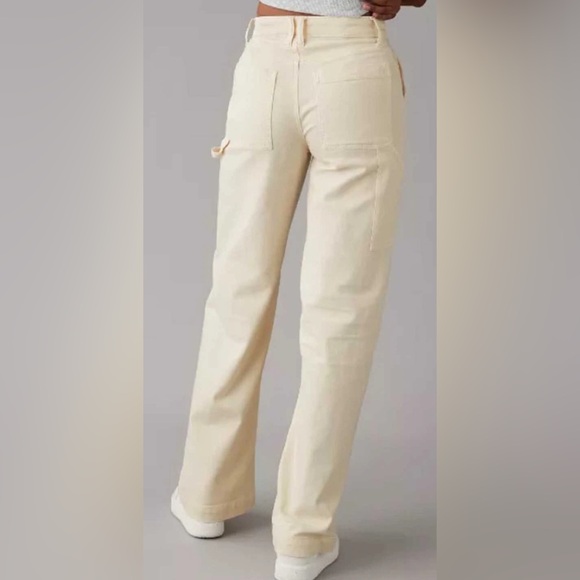 American Eagle AE Dreamy Drape Super High Rise Baggy Wide Leg Pant Stretch Cream - Picture 2 of 10